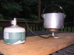 Rich-Moore 7000 Remote Canister Stove -Outdoor Camping Sales Rich Moor in use