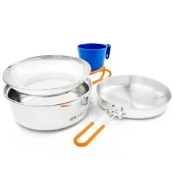 GSI Outdoors Glacier Stainless Steel Mess Kit -Outdoor Camping Sales gsi outdoors glacier stainless 1 person mess kit