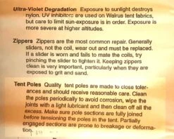 Walrus Cascade Condo -Outdoor Camping Sales v walrus cascade condo instructions PROPER CARE pg9B